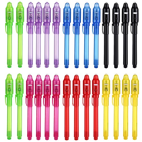 SCStyle Invisible Ink Pen 28Pcs with UV Light Magic Marker for Secret Messages, Writing Information for Birthdays, Easter, Halloween, Christmas Gifts for Students