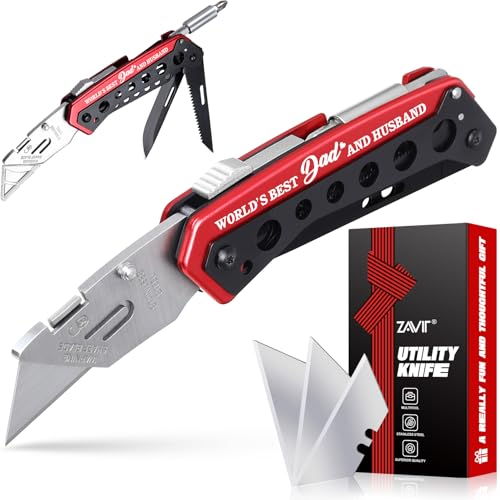 Gifts for Dad Husband, Fathers Day Dad Gifts, Fathers Day Birthday Unique Gift Ideas from Daughter Son, Husband Gift from Wife, 6 in 1 Utility Multitool Knife, Box Cutter, EDC, Work Folding Knifes
