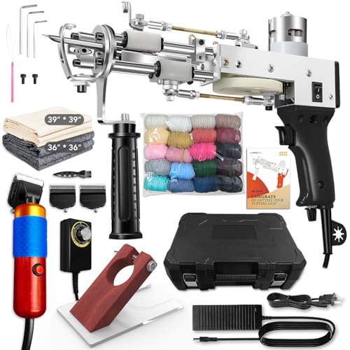 Tufting Gun 2 in 1 Cut Pile Loop Pile Rug Gun Machine Starter Kit Rug Tufting Kit Electric Tufting Gun Carpet Weaving Flocking Machine, 100-240V Black