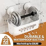 LEVERLOC Shower Caddy Suction Cup 2 Pack, Shower Organizer Removable Bathroom Shelf, Storage Suction Powerful Max Hold 22lbs Bathroom Caddy Waterproof Holder, White