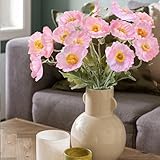 Kainonnan Artificial Flowers 5Pcs Poppies Flowers Artificial Silk Flowers for Home Office Wedding Outdoor Decor (Pink)