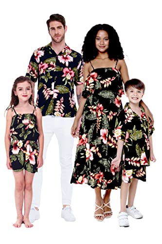 Matchable Family Hawaiian Luau Halter Dress, Black Rafelsia, Women, Small