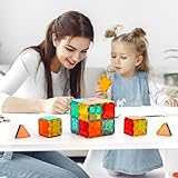 FNJO Magnetic Tiles, 100PCS Building Blocks, Magnets Building Set, STEM Construction Stacking Toy Gift for Kids 3+ Boys and Girls Preschool Kindergarden Toy