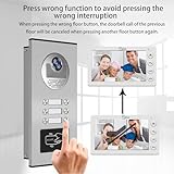 Video Apartment Intercom System,6 Units 7 inch Monitor Wired Video Door Phone Kit,Indoor Outdoor Video Doorbell,ID Keyfobs Unlock,2 Way Audio,6-Screen for Home Apartment (1 Doorbell+6 Monitor)