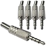 CESS 3.5mm 4-Pole TRRS Male Construction Plug Repair Headphone Jack Audio Soldering (5 Pack)