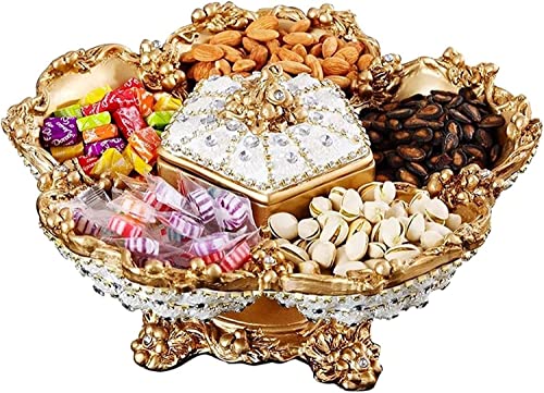 NIUBB Creative European Fruit Plate Handmade Rhinestone Hand-Drawn Dried Ceramic Trinket Dish Snack Tray