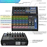 Pyle Professional Audio Mixer Sound Board Console - Desk System Interface with 6 Channel, USB, Bluetooth, Digital MP3 Computer Input, 48V Phantom Power, FX16 Bit DSP, Black - PMXU63BT