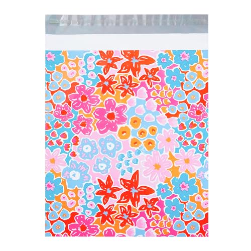 POLYSELLS 100pcs 10x13 Inches Poly Mailers Waterproof & Tear Resistant Mailing Envelopes, Cute Small Business Bags for Clothes, Gifts - Flowers