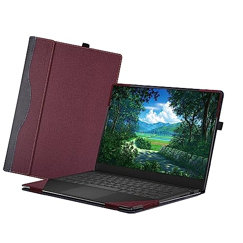 WODBAO for HP Laptop Case Envy X360 15-DS/DR/BP/BQ/CP/CN 15.6" Series Note Case Holster, PU Holster for HP Envy X360 15-cp/15m-cp and 15-bp/15m-bp and 15-bq/15m-bq and 15-cn/15m-cn (Wine red)