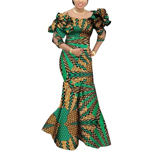 African Dresses for Women Wedding African Traditional Clothes Dashiki Outfits Ankara Print Long Robe Cocktail Dresses