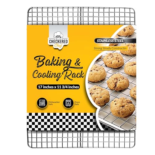 Checkered Chef Cooling Rack for Cooking and Baking - 17" x 12" Stainless Steel, Oven Safe Grid Wire Cookie Cooling Racks