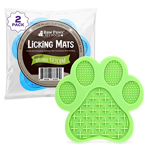 Raw Paws Licking Mats, 2-ct - Boredom Busters for Dogs in Shower, Licking Mat for Dogs - Dog Distraction Mat, Dog Slow Feeder Mat - Interactive Mat for Calming Anxiety - Lick Pad Mat for Dogs & Cats