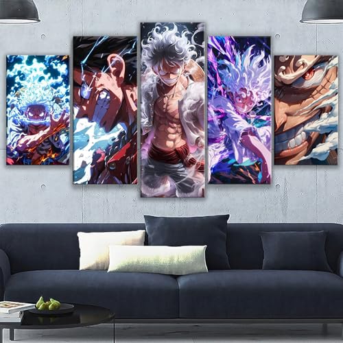 Oil Painting Canvas Framed Art Anime One Piece Luffy Gear 5 Ready to Hang Different sizes (with Frame) (39x22inch)