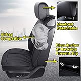 Aierxuan 5pcs Car Seat Covers Full Set with Waterproof Leather,Airbag Compatible Automotive Vehicle Cushion Cover Universal fit for Most Cars (Black)