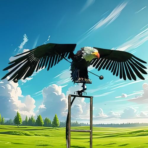 Bird Garden Patio Decoration,Metal Eagle Stake Decor,Life-Like Art Bird Patio Pinwheels Decoration,Yard Stake Rocking Wind Spinner