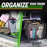 Drive Auto Car Trunk Organizer - Collapsible, Multi-Compartment Automotive SUV Car Organizer for Storage w/Adjustable Straps - Truck & Car Accessories for Women and Men - Black