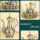 Vintage Turkish Coffee Pot Set for 6 Including Tray and Teapot,Metal Cups,Teapot and Cup Set for One,Tea Service Set for Home Tea Table Decor,Wedding Ornaments