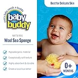 Baby Buddy Natural Wool Sea Sponge, Newborn Bath Time Essential, Ultra Soft for Delicate Skin, Hypoallergenic and Biodegradable, 2 Pack