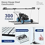 FLEXIMOUNTS GL1 Overhead Garage Lifting Storage Rack, 4x4 Ft Heavy-Duty Metal Garage Ceiling Rack, Adjustable Organization System, 300lbs Weight, Black