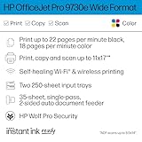 HP OfficeJet Pro 9730e Wide Format Wireless All-in-One Color Inkjet Printer, Print, scan, Copy up to 11x17', ADF, Duplex Printing Best for Office, 3 Months of Instant Ink Included (537P6A)