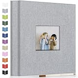 Artfeel Photo Album Self Adhesive Scrapbook Album for 3x5 4x6 5x7 8x10 Pictures,40 Pages Linen Cover with Display Window DIY Photo Book,Ideal Gifts for Family Travel Wedding Baby