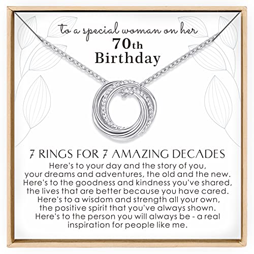 Annamate 70th Birthday Gifts for Women 925 Sterling Silver 7 Circles Necklace For Her Seven Decade Jewelry 70 Years Old Birthday Gift