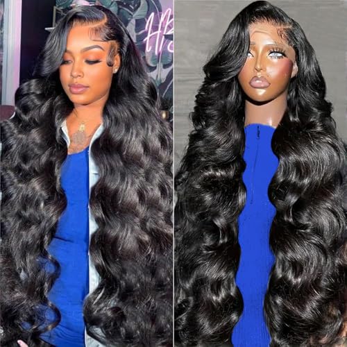 28 Inch 13x6 Lace Front Wigs Human Hair 200% Density Body Wave Lace Front Wigs Human Hair Pre Plucked HD Lace Frontal Wigs Human Hair for Women Glueless Brazilian Virgin Human Hair with Baby Hair