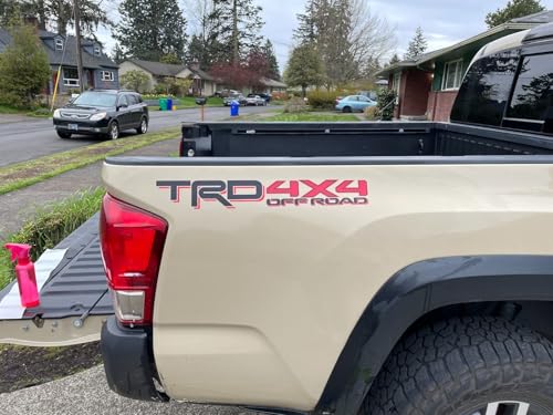 4x4 Offroad Bedside Decals for Tacoma and Tundra, Replacement Stickers, 2 Pack with Squeegee (Black, Red)