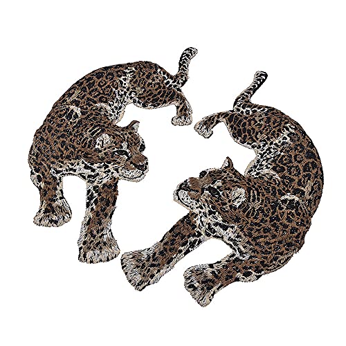 Acxico 1Pair Leopard Embroidery Patches for Coat Jacket Jeans Applique Sew on Supplies