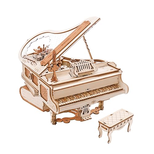 ROKR 3D Wooden Puzzles for Adults 223pcs Piano Model Kit 1:20 Scale Building Puzzles Wooden Music Box Unique Gift for Men Women Hobbies for Birthday Christmas