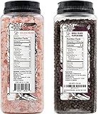 Soeos Himalayan Pink Salt 39 oz + Whole Black Peppercorns 18 oz, Coarse Grain, Kosher Salt for Grinder Refill, Salt and Pepper Grinder, Non-GMO Verified, Spice Seasoning Set for Cooking