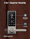 Contour Keyless Smart Lock 2 in 1 Doorbell Fingerprint WiFi with Handle, App Control, Anti-Peeping, Auto Lock, IP65 Weatherproof, 3D Biometric for Front Entry Door Sand Nickel