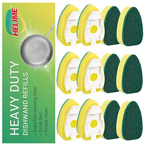 Dishwand Refills Sponges Heads - Non Scratch Dish Wand Refill Replacement, Heavy Duty Scrub Dots Brushes Dispenser, Soap Dispensing Scrubbers, Dishwashing Cleaner Supplies Kitchen Sink Dishwasher Tool