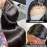 yuccy 40 Inch Wig Human Hair 13x4 Straight Lace Front Wigs Human Hair 200% Density Glueless Wigs Human Hair Pre Plucked HD Transparent Lace Frontal Wigs Human Hair Wigs for Black Women…