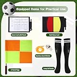 7PCs Soccer Kit - Adult Referee Jersey, Cards, Whistle, Socks, Flags, Costume M