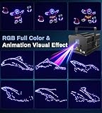 DJ Laser Party Lights, 3D Animation Laser Light with APP Control, RGB Laser Show Projector, APP/DMX512/Music Sound Activated/Remote Control for DJ Parties Stage Club Disco Home Birthday