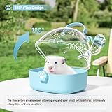 BUCATSTATE Small Animal Carrier Cage with Water Bottle, Portable Hamster Travel Carrier Carry Case 7.24" L*6.69 W *6.42" H for Small Pets, Gerbils, Mice, Dwarf Hamster (Blue)