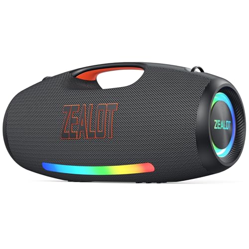 ZEALOT 250W Loud Bluetooth Speaker, Wireless Speaker for Party, Massive Bass, Portale Speakers with Subwoofer, HiFi Sound, IPX6 Waterproof, EQ, DJ Light, 48000mah, Outdoor Party, Pool, Beach