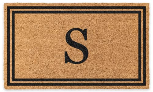 COCO MATS 'N MORE Coir Personalized Doormat Monogrammed, USA (22” x 36”, Black) Vinyl Backing | Durable Outdoor Door Mat for Home Entrance | Keeps Homes Clean (Double Bordered)