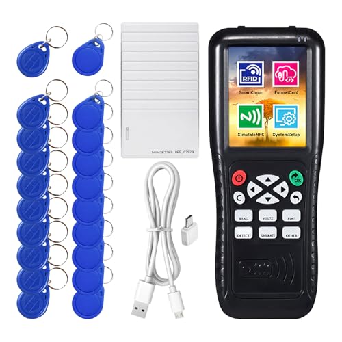 RFID ID Duplicator Copier Writer Decode Function Smart Card Key Machine RFID NFC Copier ID Reader Writer with T557 125khz H-ID Cards,ID 125kh Keyfobs and IC 13.56mhz Key Tags