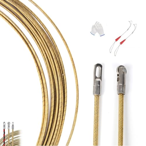 Universal Wire Lead Threading Device Tool, Fish Tape Cable Puller, Cable Fishing Tools, Puller Set Magnetic Cable Fishing Tools, Electrical Spring Hidden Wire Threader, Diameter 4.0mm(Double flat head