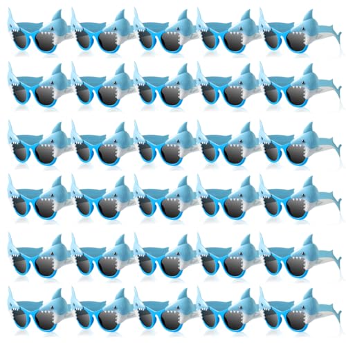 36 Pairs Shark Party Eyeglasses Bulk Shark Sunglasses Shark Photo Props Funny Sunglasses Ocean Theme Shark Party Favors Decoration Supplies Novelty Costume Sunglasses for Adult Kids Birthday Gifts