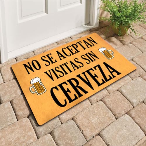 Funny Welcome Doormat Entrance Way Decor Indoor Welcome Mat No Se Aceptan Visitas Sin Cerveza Spanish Doormat Bring Beer Front Porch Mats No Slip House Warming Gift Mat 24 * 36in