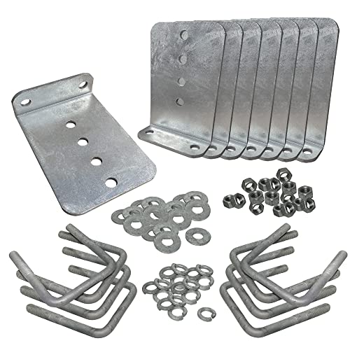 8 Pack 8" Galvanized L-Type Bunk Bracket Kit for Boat Trailer, fits 3x3 Cross Members, Heavy Duty (8 Pack)