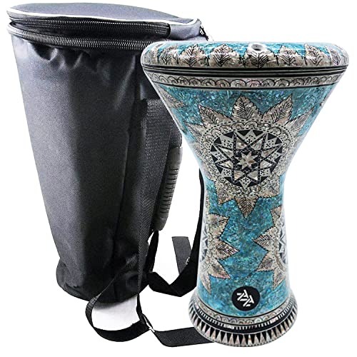 The 17.5" Zaza Percussion Egyptian Mother of Pearl Darbuka Doumbek (Sea Wave)