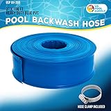 U.S. Pool Supply 2" x 100' Heavy Duty Blue Swimming Pool Backwash Hose with Hose Clamp