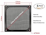 120mm Computer Fan Filter Grills with Screws, Ultra Fine Aluminum Mesh, Black Color - 4 Pack