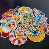 Harsgs Colorful Vintage Style Iron on Patches, Embroidered Iron/Sew Patches, Cute Applique Patches for Clothing, Jackets, Hats, Backpacks, Jeans