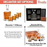 Engraved Liquor Whiskey Decanter Set with Scotch Glasses for Men - 9 Design Options - Personalized Gift Set for Him, Dad - Premium Set Includes Whiskey Stones - Christmas, Valentines - by Froolu