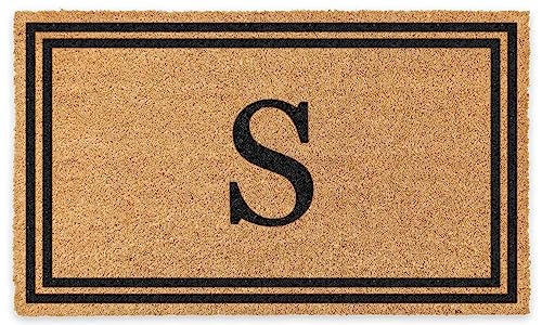 COCO MATS 'N MORE Coir Personalized Doormat Monogrammed, USA (22” x 36”, Black) Vinyl Backing | Durable Outdoor Door Mat for Home Entrance | Keeps Homes Clean (Double Bordered)
